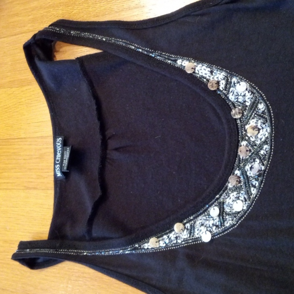 Black Sequined Tank Top Womens XL